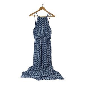 One Clothing Los Angeles Blue & White Tile Print Maxi Dress SZ M